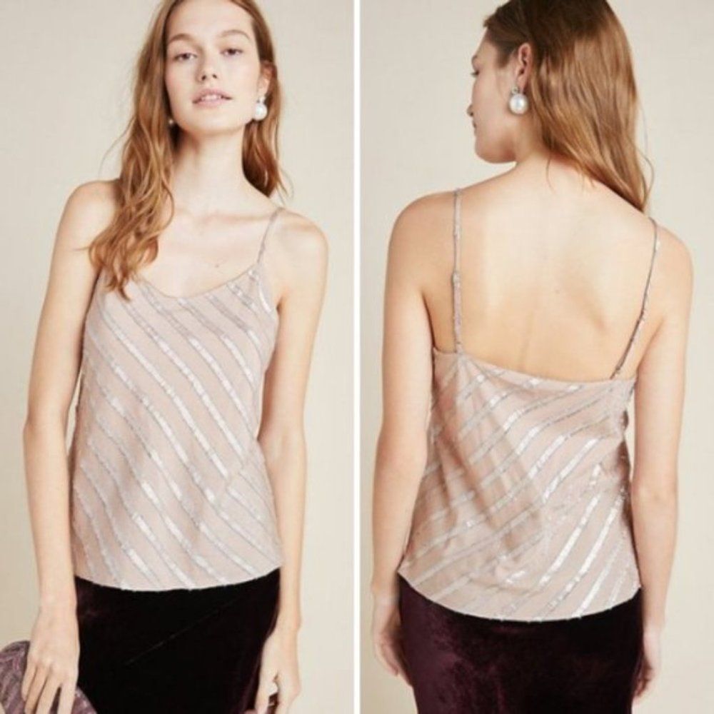 NWT Anthropologie Bea Striped Shimmer Cami | L